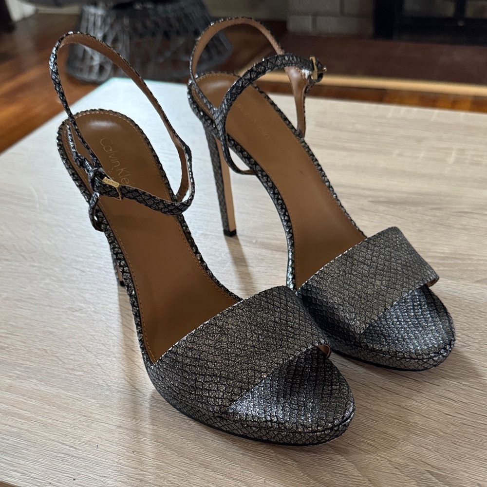 Calvin Klein Textured Silver High Heels